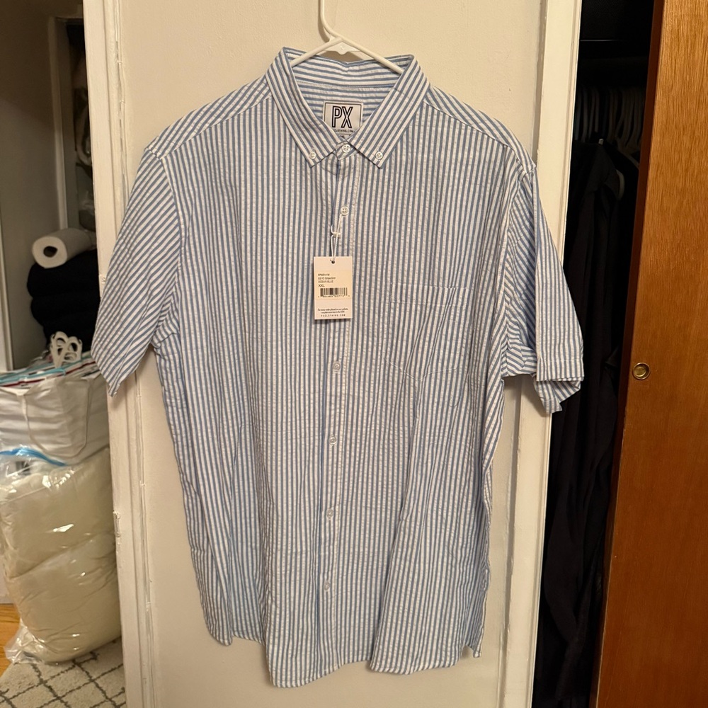 PX Blue and White Striped Men's Shirt